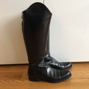 Jil Sander Black Leather Knee High Riding Boots 8